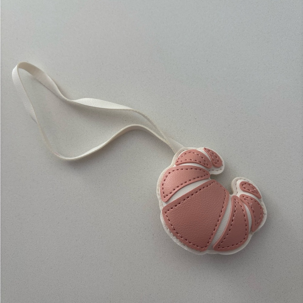 Pink and White Croissant Bag Charm